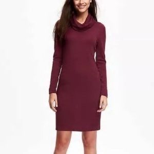 old navy | burgundy cowl neck long sleeve dress